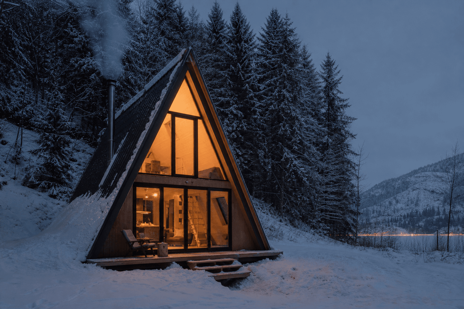 A-frame nad přehradou
